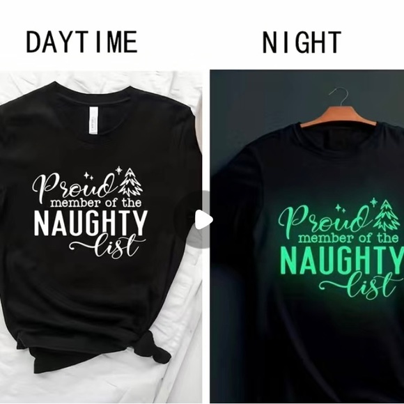 Tops - Woman’s Short Sleeve Glow in the Dark Holiday T-shirt  Size: Various